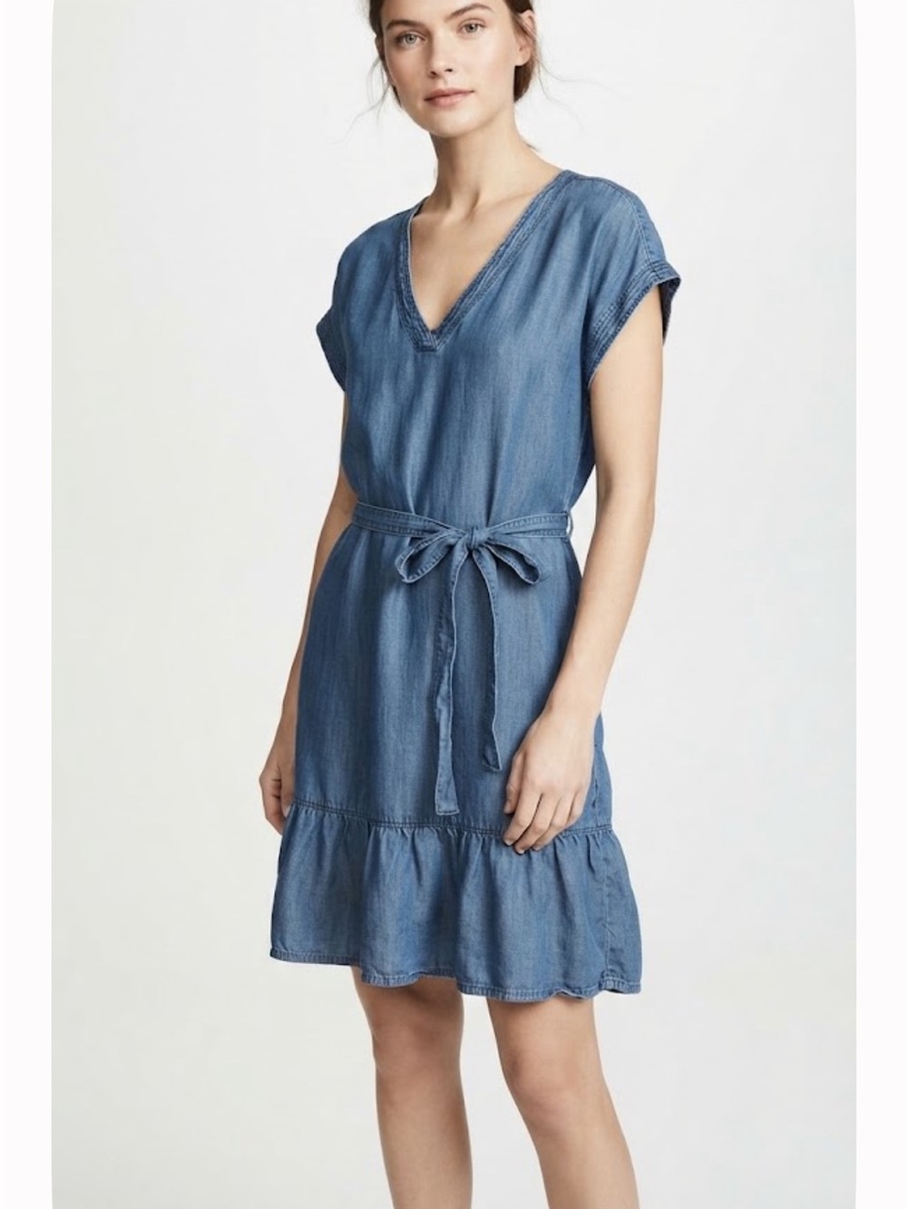 GAP Tencel Denim Ruffle Hem Dress